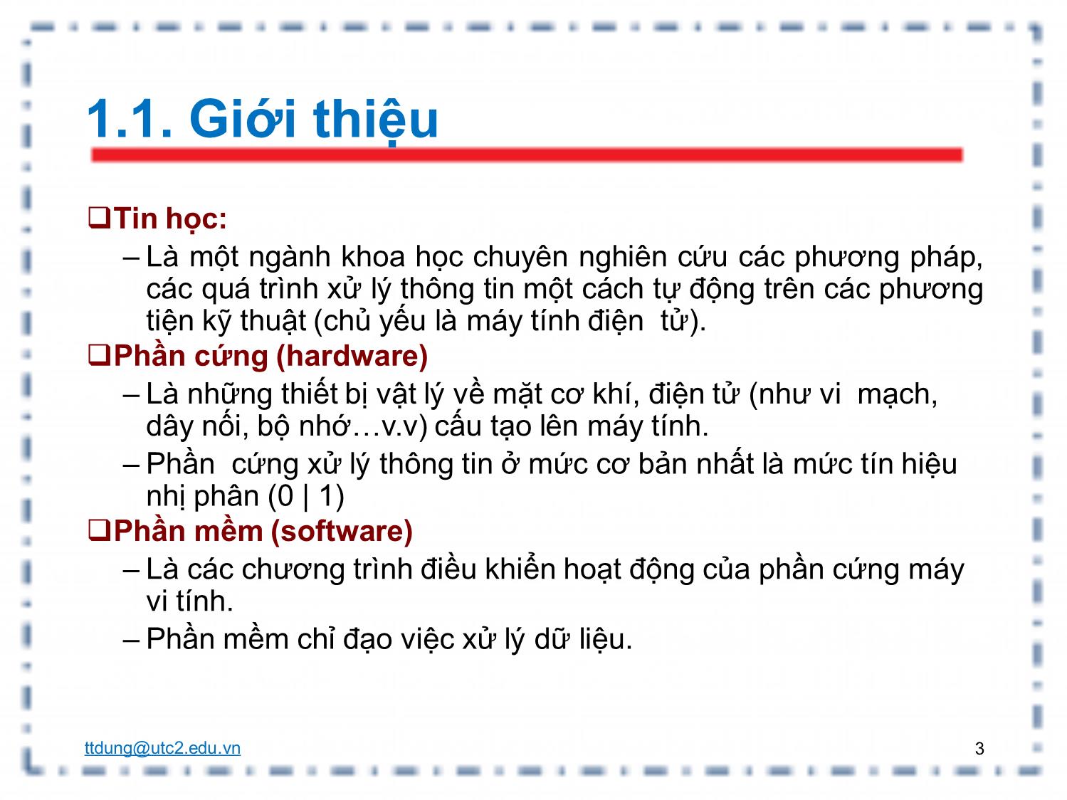 Bài giảng Tin học đại cương - Chương 1: Cơ bản về tin học trang 3