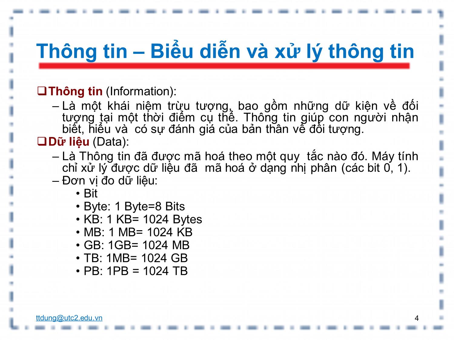 Bài giảng Tin học đại cương - Chương 1: Cơ bản về tin học trang 4