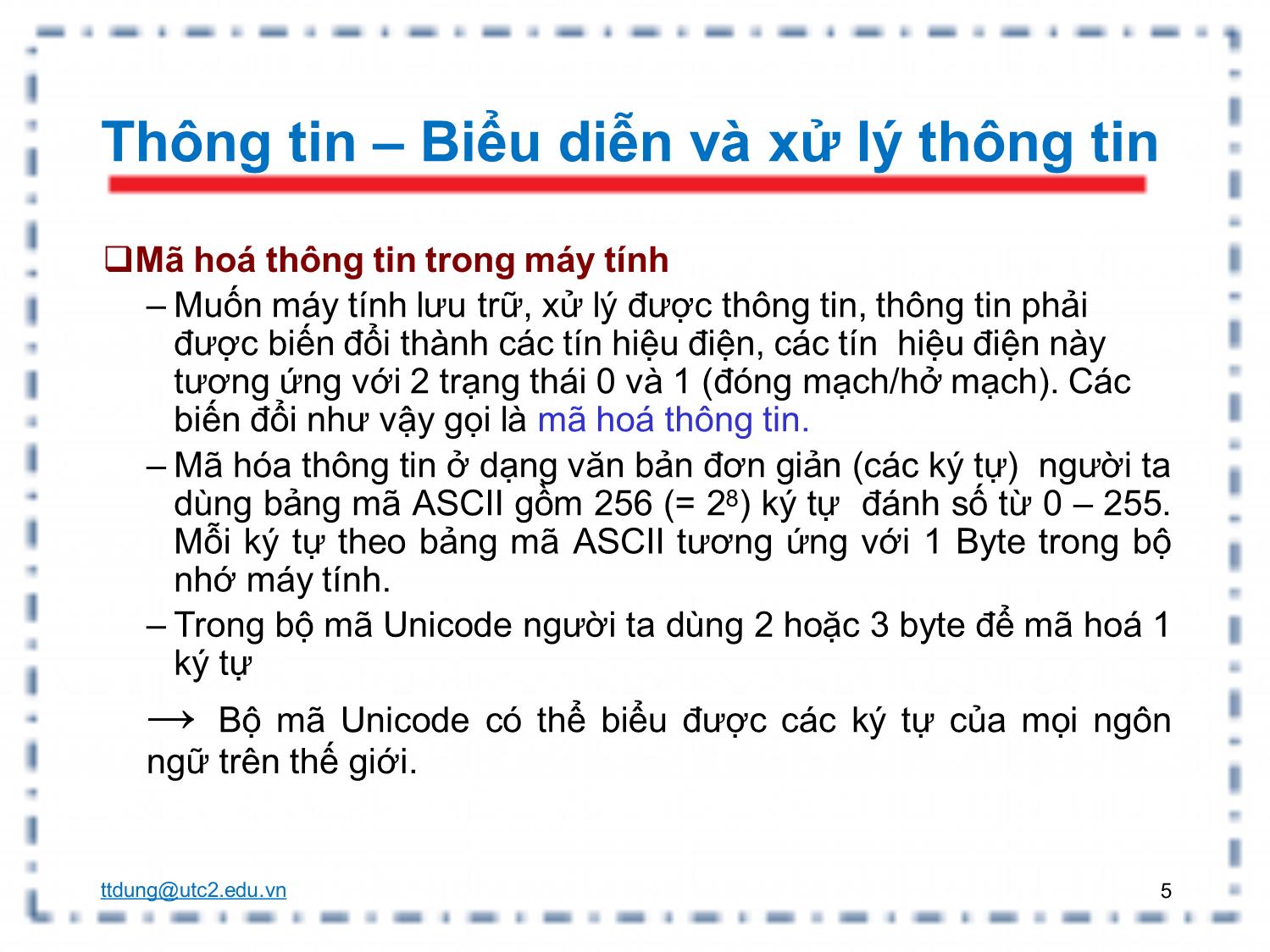 Bài giảng Tin học đại cương - Chương 1: Cơ bản về tin học trang 5