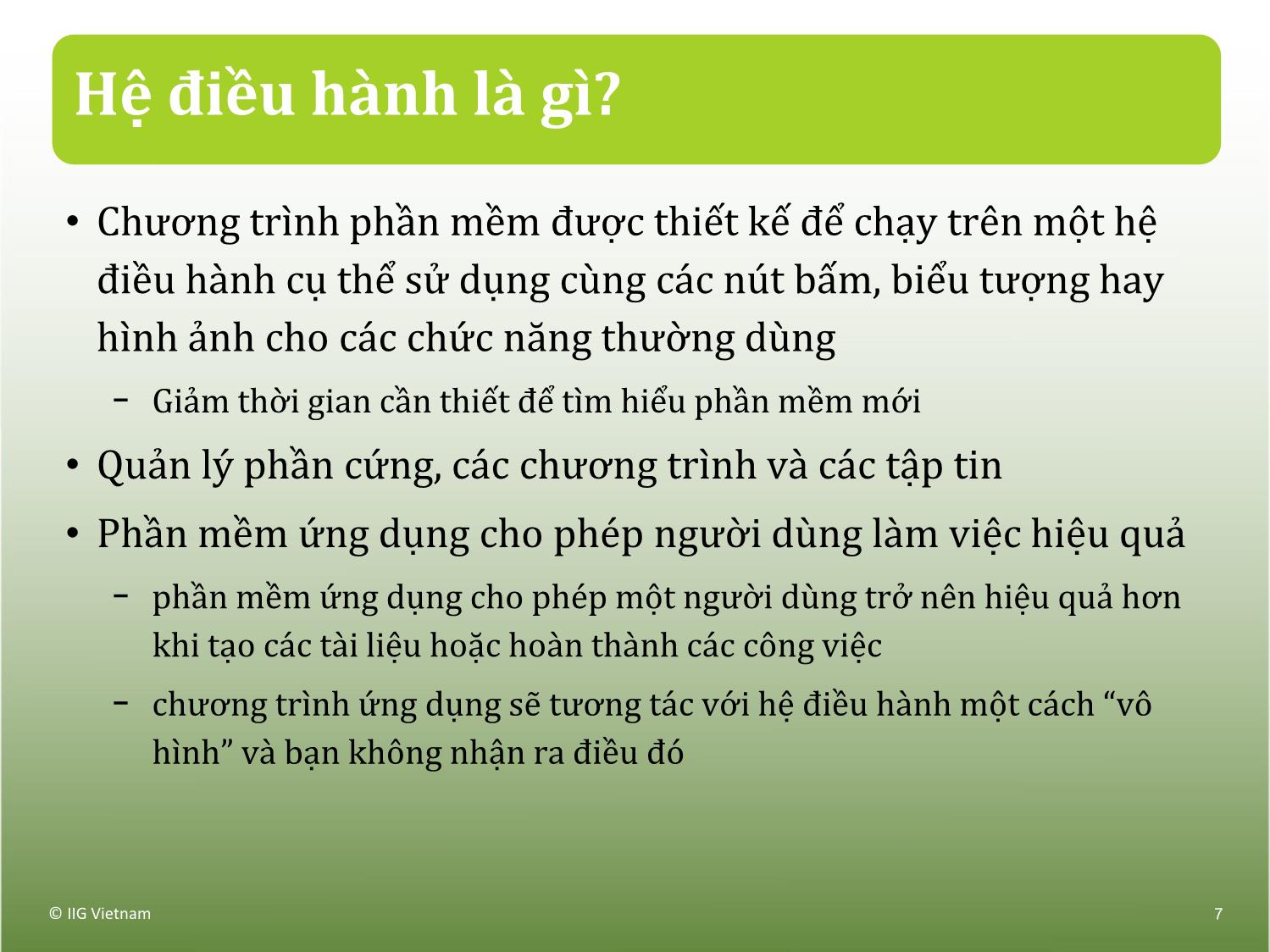 Bài giảng Máy tính căn bản - Bài 1: Hệ điều hành trang 7