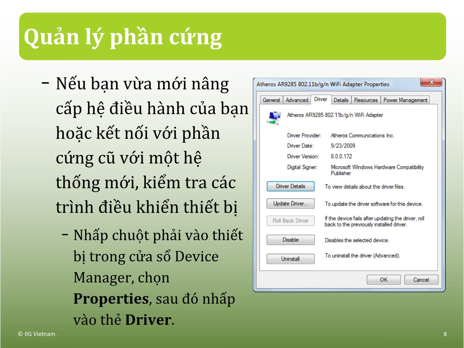 Bài giảng Máy tính căn bản - Bài 6: Xử lý sự cố trang 8