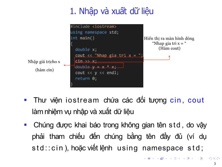 Bài giảng Tin học đại cương - Bài 3: Nhập xuất dữ liệu & các hàm toán học - Nguyễn Thị Phương Thảo trang 3