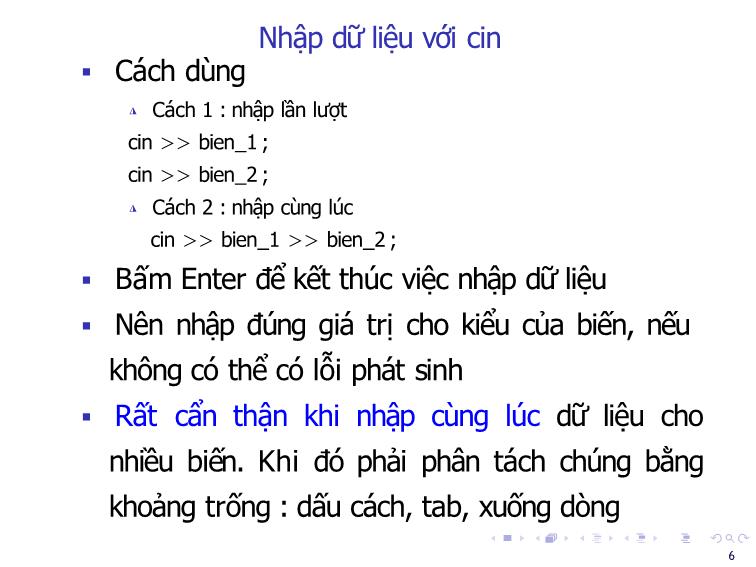 Bài giảng Tin học đại cương - Bài 3: Nhập xuất dữ liệu & các hàm toán học - Nguyễn Thị Phương Thảo trang 6