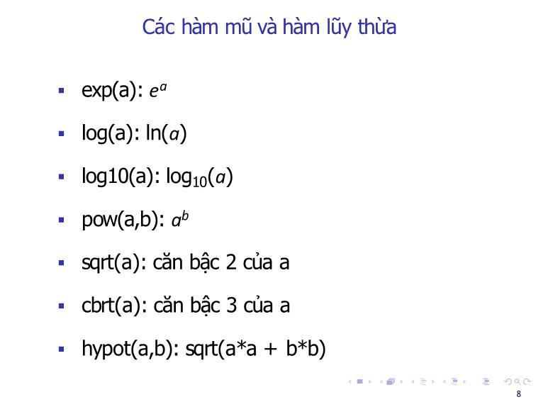 Bài giảng Tin học đại cương - Bài 3: Nhập xuất dữ liệu & các hàm toán học - Nguyễn Thị Phương Thảo trang 8