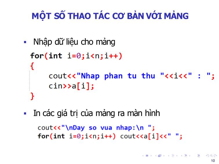 Bài giảng Tin học đại cương - Bài 7: Mảng một chiều, hai chiều - Nguyễn Thị Phương Thảo trang 10