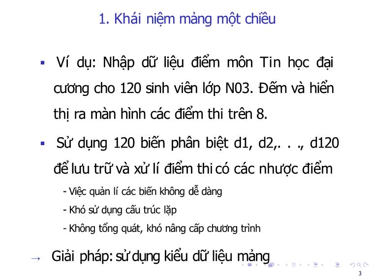 Bài giảng Tin học đại cương - Bài 7: Mảng một chiều, hai chiều - Nguyễn Thị Phương Thảo trang 3