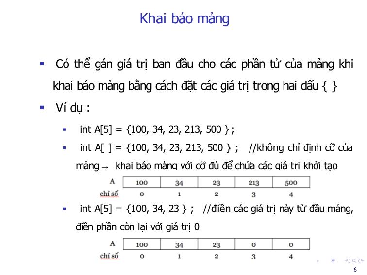 Bài giảng Tin học đại cương - Bài 7: Mảng một chiều, hai chiều - Nguyễn Thị Phương Thảo trang 6