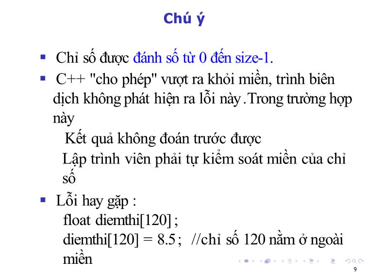 Bài giảng Tin học đại cương - Bài 7: Mảng một chiều, hai chiều - Nguyễn Thị Phương Thảo trang 9