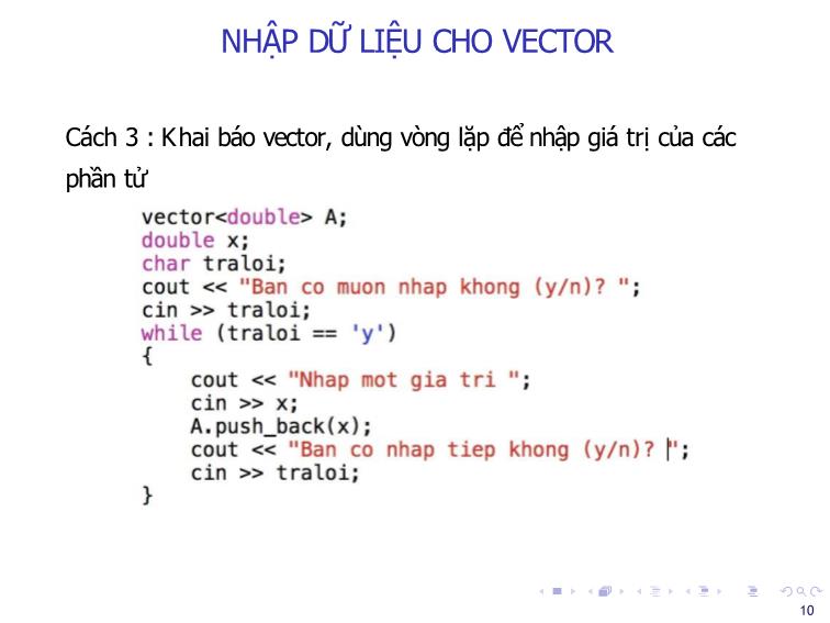 Bài giảng Tin học đại cương - Bài 8: Vector - Nguyễn Thị Phương Thảo trang 10
