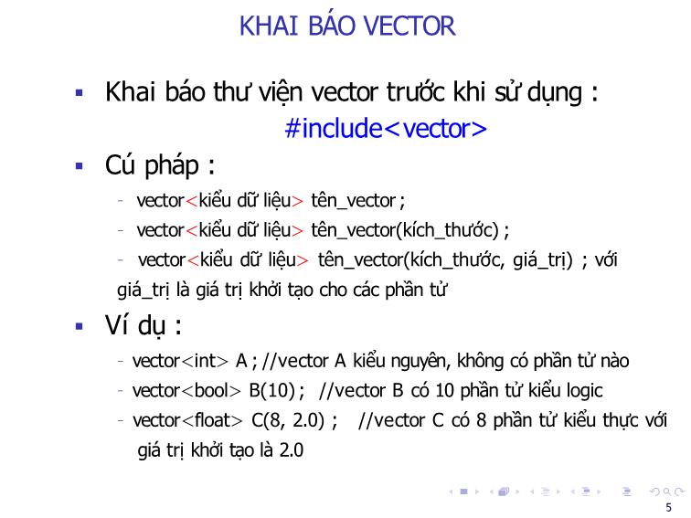 Bài giảng Tin học đại cương - Bài 8: Vector - Nguyễn Thị Phương Thảo trang 5