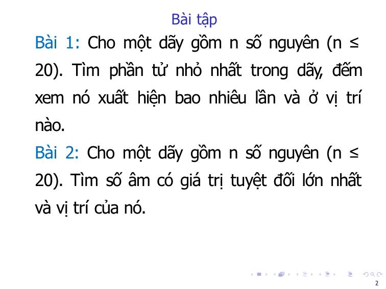 Bài giảng Tin học đại cương - Bài 9: Ôn tập về mảng (Sử dụng hàm) - Nguyễn Thị Phương Thảo trang 2