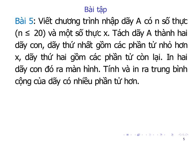 Bài giảng Tin học đại cương - Bài 9: Ôn tập về mảng (Sử dụng hàm) - Nguyễn Thị Phương Thảo trang 5