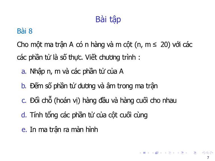 Bài giảng Tin học đại cương - Bài 9: Ôn tập về mảng (Sử dụng hàm) - Nguyễn Thị Phương Thảo trang 7