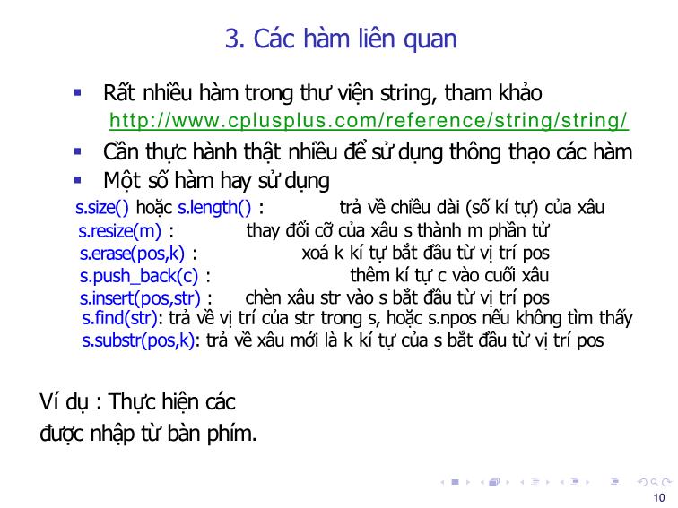 Bài giảng Tin học đại cương - Bài 10: String - Nguyễn Thị Phương Thảo trang 10