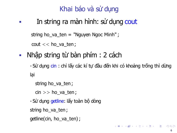 Bài giảng Tin học đại cương - Bài 10: String - Nguyễn Thị Phương Thảo trang 6