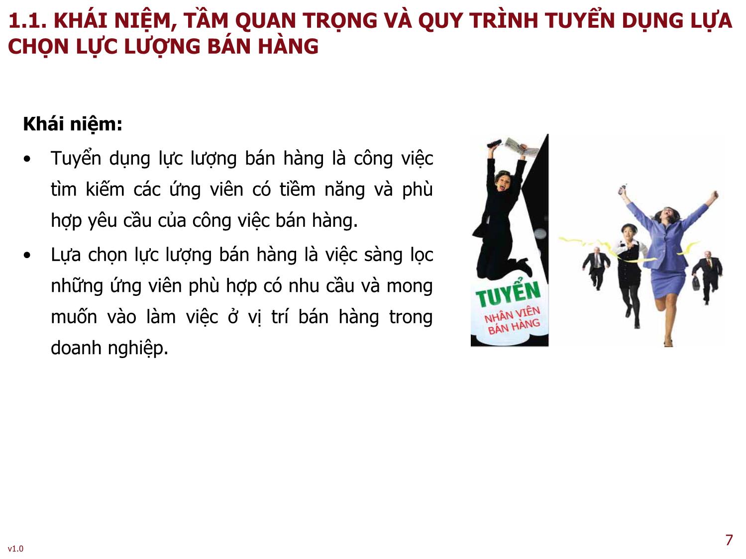 Bài giảng Quản trị bán hàng - Bài 4: Tuyển chọn và huấn luyện lực lượng bán hàng - Nguyễn Thu Lan trang 7