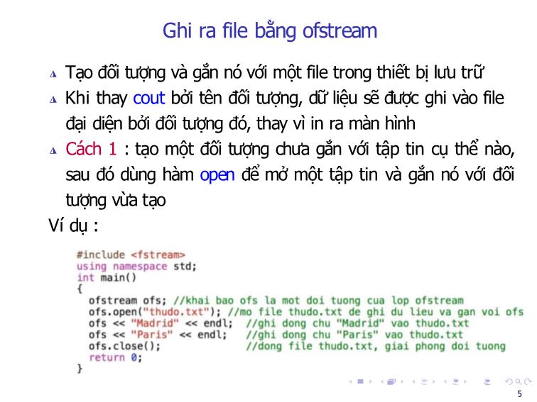 Bài giảng Tin học đại cương - Bài 11: Nhập, xuất file, struct - Nguyễn Thị Phương Thảo trang 5