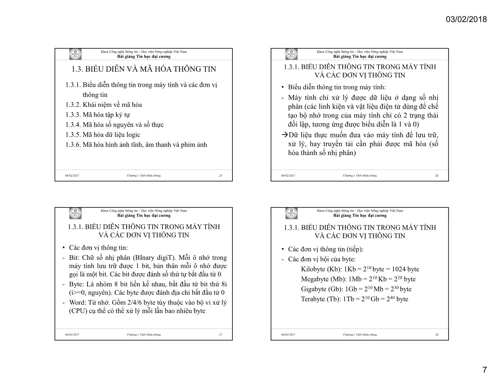 Bài giảng Tin học đại cương - Chương 1: Giới thiệu chung trang 7