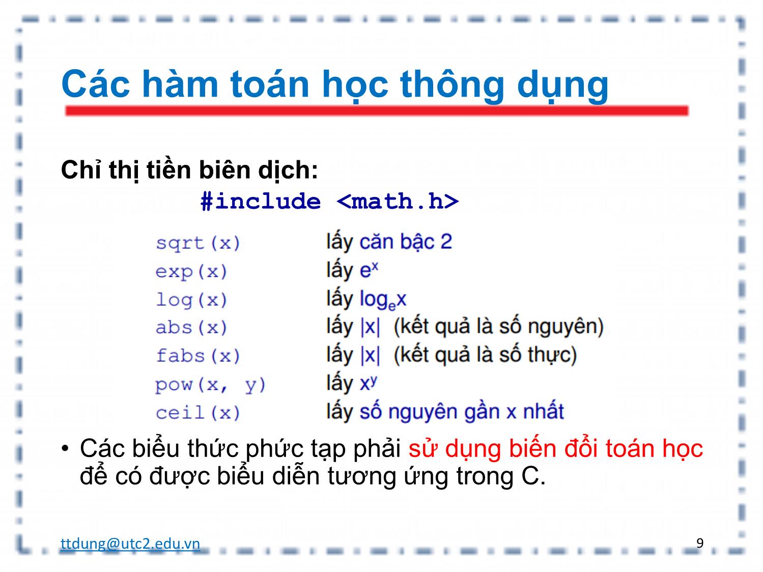 Bài giảng Tin học đại cương - Chương 2: Ngôn ngữ lập trình C trang 9