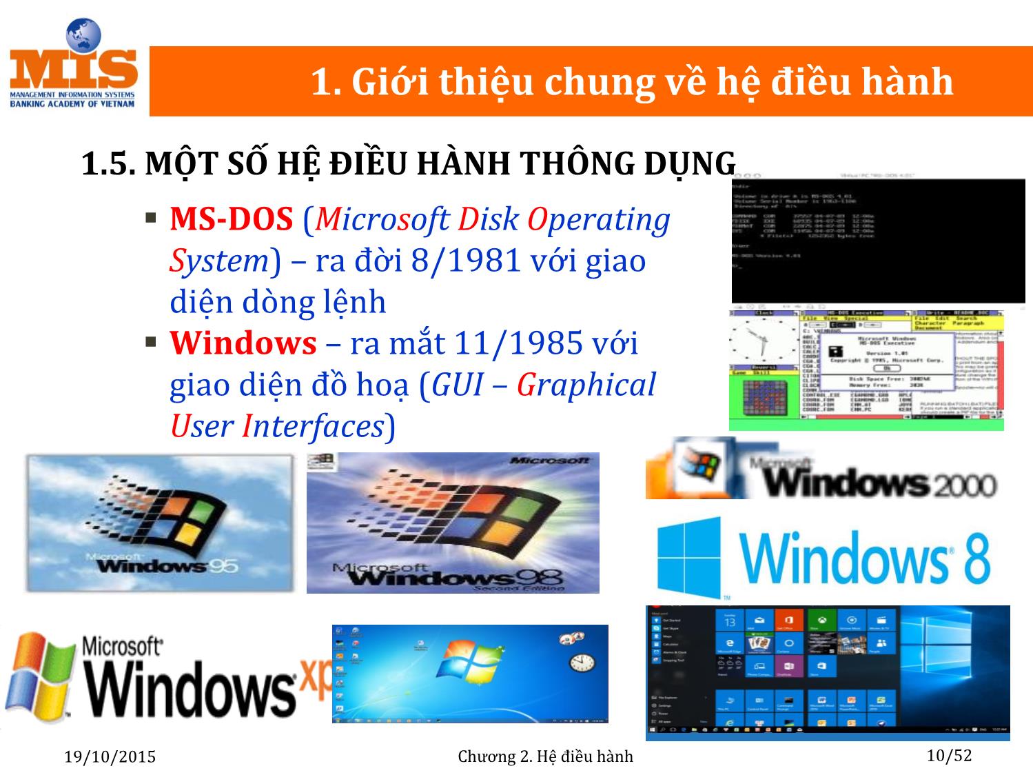 Bài giảng Tin học đại cương - Chương 2: Hệ điều hành - Ngô Thùy Linh trang 10