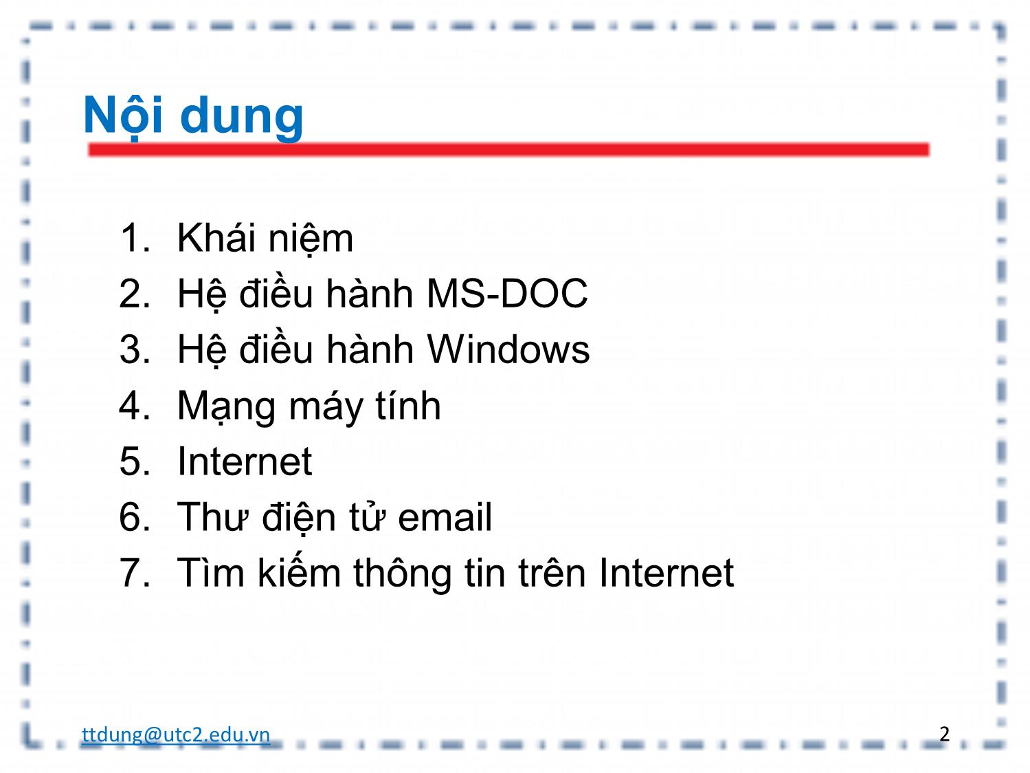 Bài giảng Tin học đại cương - Chương 2: Hệ điều hành và mạng - Trần Thị Dung trang 2