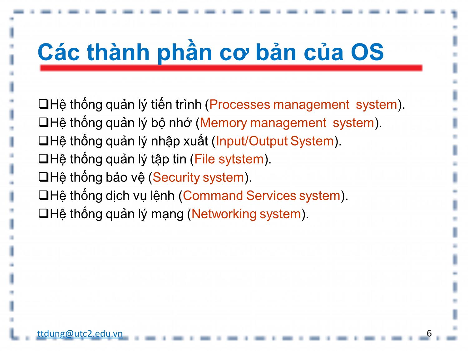 Bài giảng Tin học đại cương - Chương 2: Hệ điều hành và mạng - Trần Thị Dung trang 6