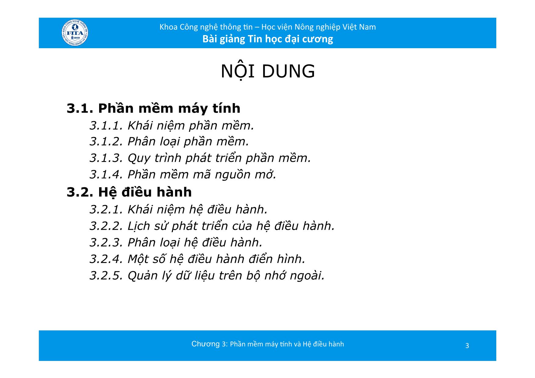 Bài giảng Tin học đại cương - Chương 3: Phần mềm máy tính và hệ điều hành trang 3