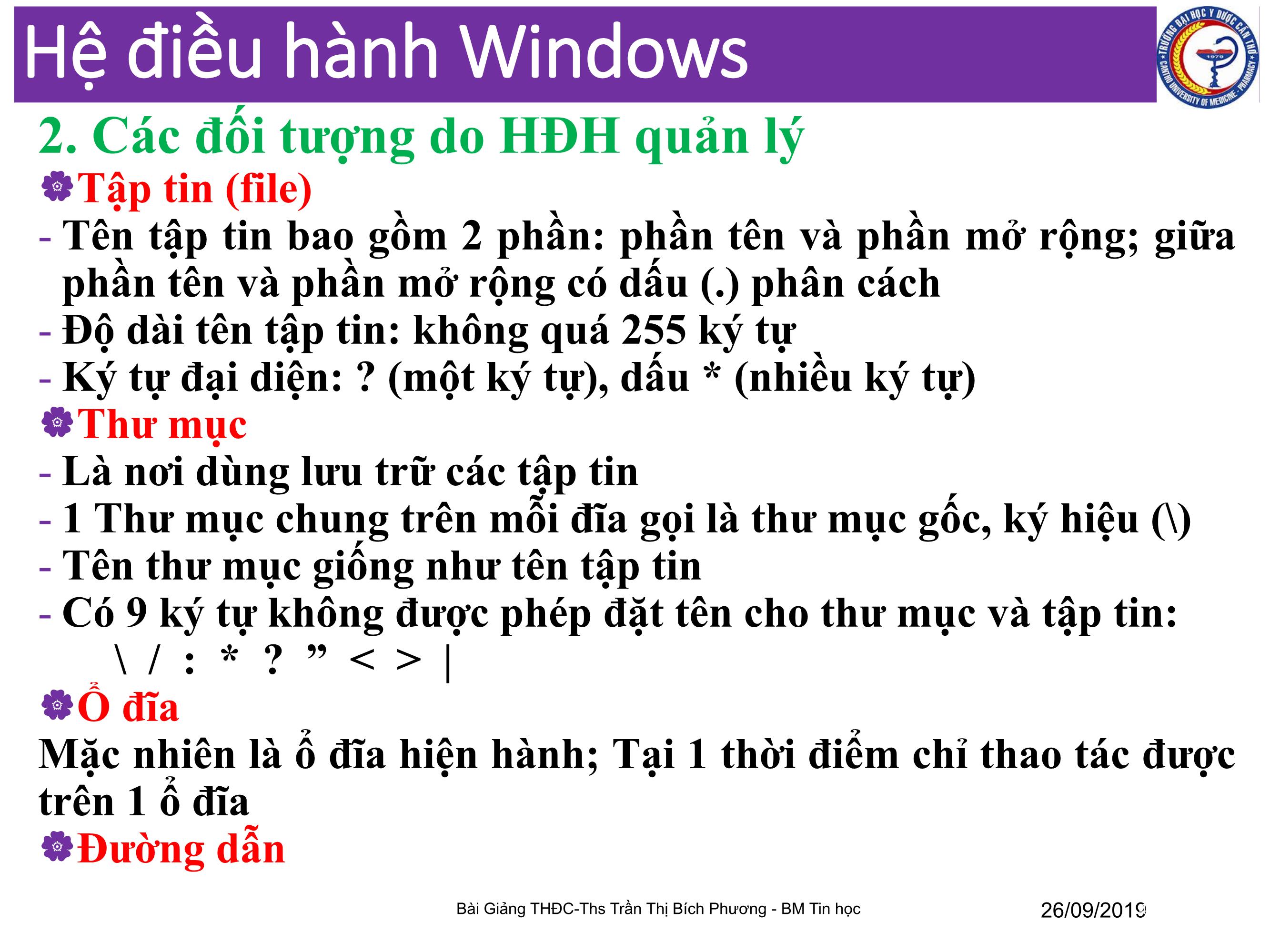 Bài giảng Tin học đại cương - Chương 3: Hệ điều hành Windows - Trần Thị Bích Phương trang 4