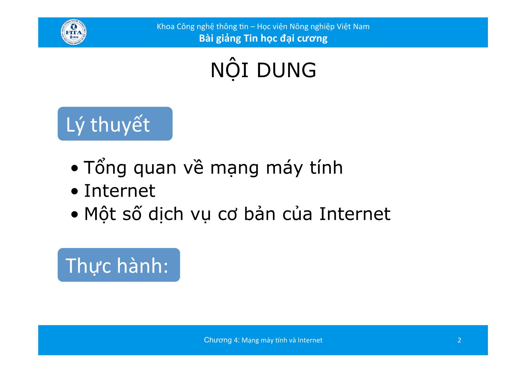 Bài giảng Tin học đại cương - Chương 4: Mạng máy tính và Internet (Mới) trang 2