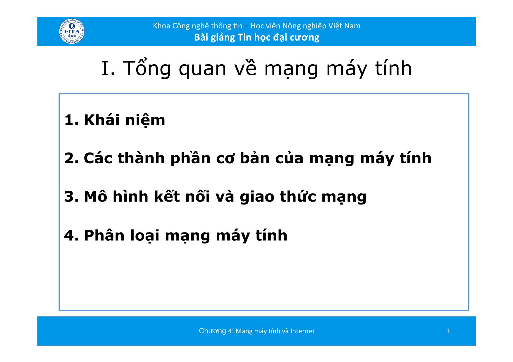 Bài giảng Tin học đại cương - Chương 4: Mạng máy tính và Internet (Mới) trang 3