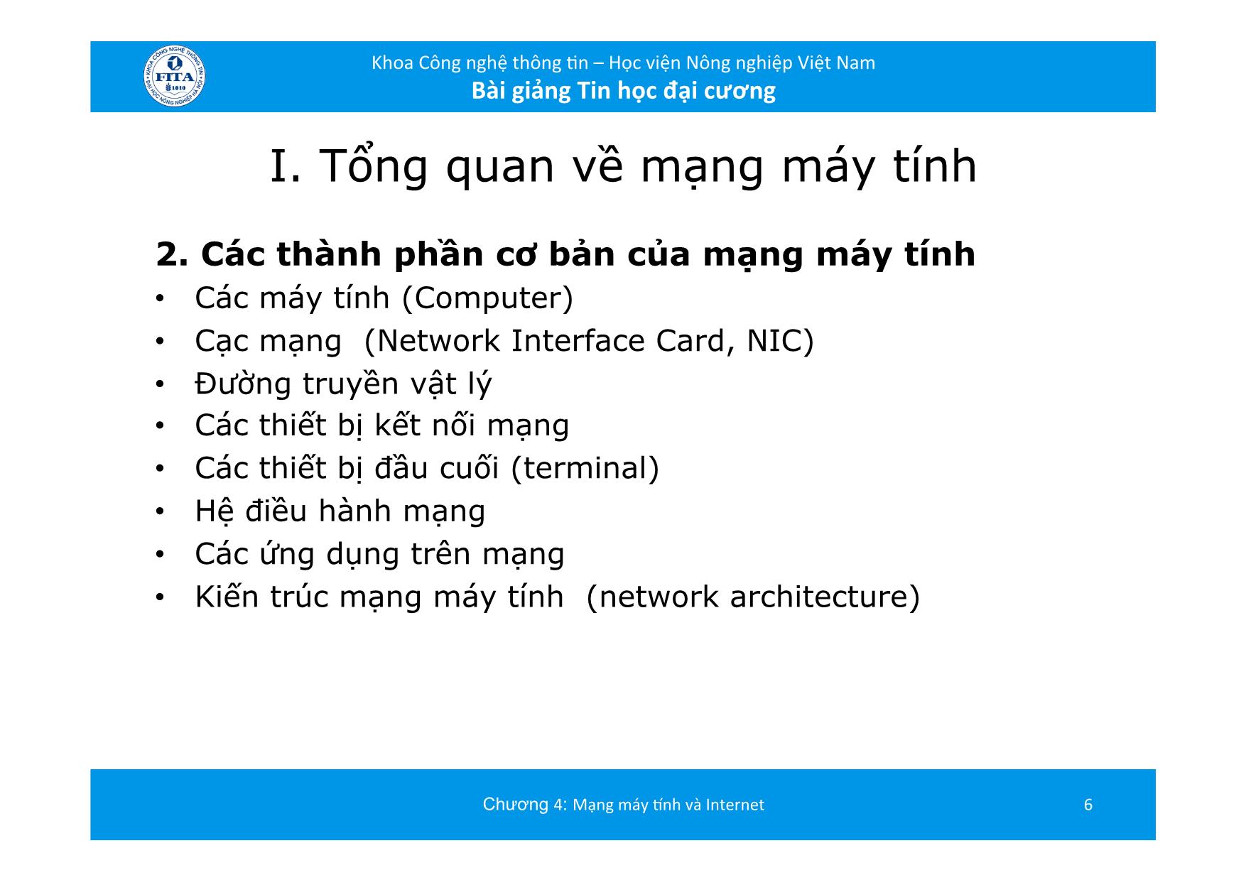 Bài giảng Tin học đại cương - Chương 4: Mạng máy tính và Internet (Mới) trang 6