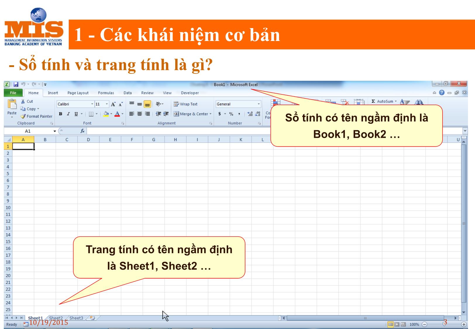 Bài giảng Tin học đại cương - Chương 4: Phần mềm bảng tính điện tử MS Excel 2010 - Ngô Thùy Linh trang 3