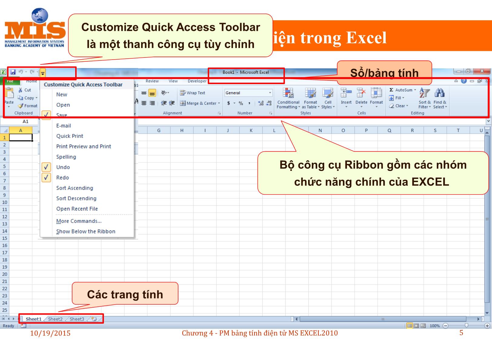 Bài giảng Tin học đại cương - Chương 4: Phần mềm bảng tính điện tử MS Excel 2010 - Ngô Thùy Linh trang 5