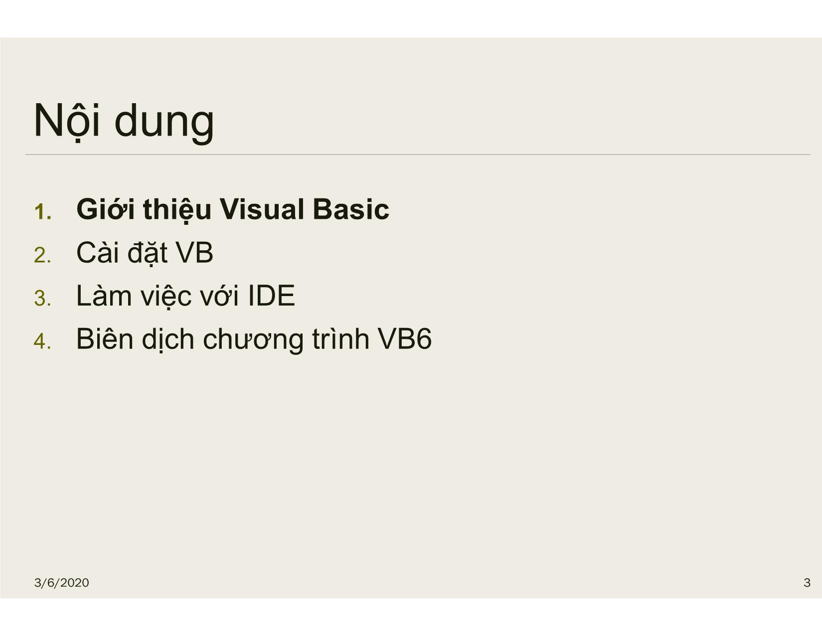 Bài giảng Tin học đại cương - Chương 4: Tổng quan về Visual Basic - Nguyễn Lê Minh trang 3