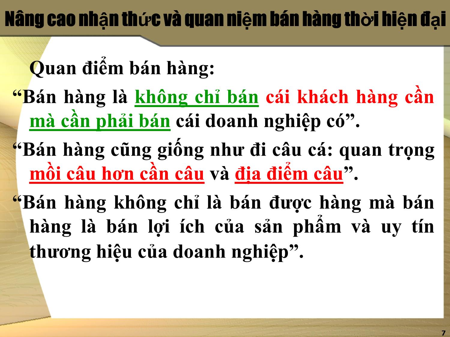 Bài giảng Nâng cao kỹ năng bán hàng trang 7