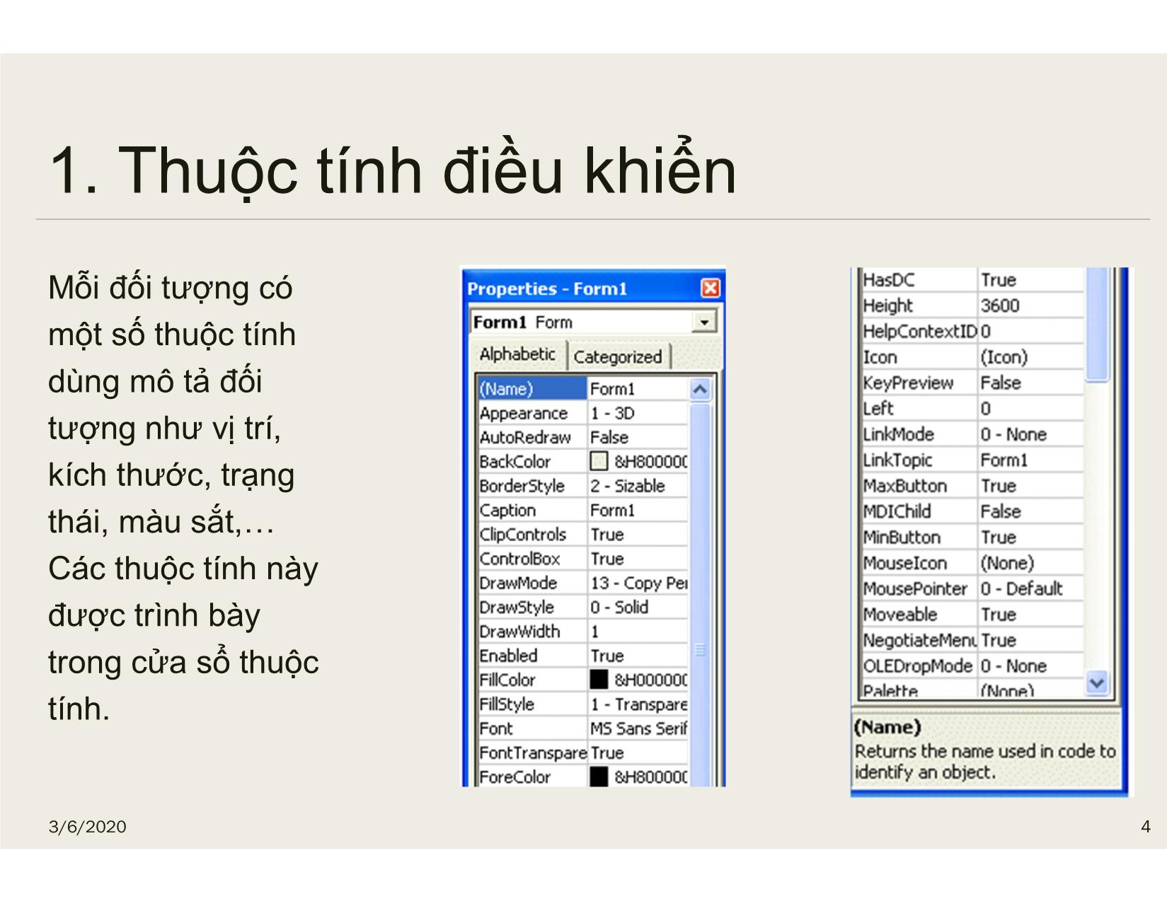 Bài giảng Tin học đại cương - Chương 5: Biểu mẫu và điều khiển VB6.0 - Nguyễn Lê Minh trang 4