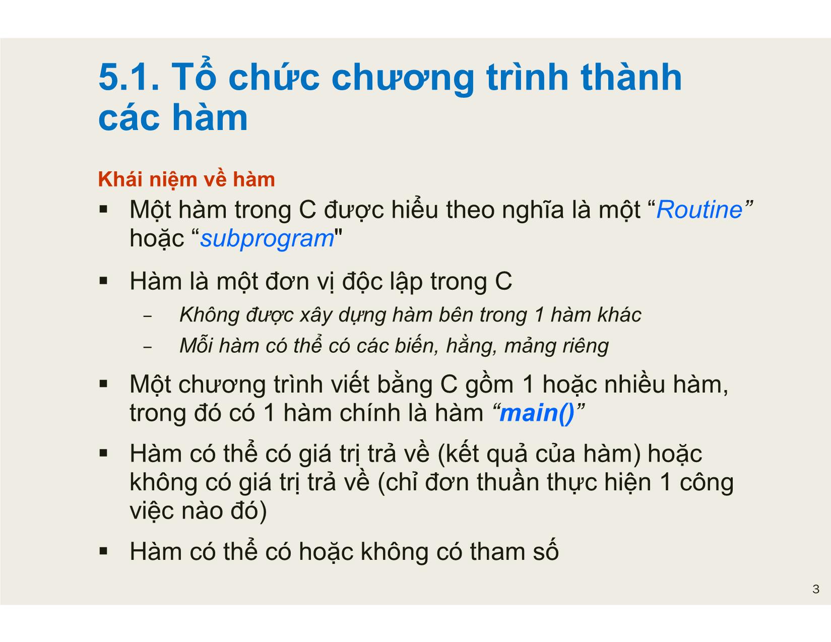 Bài giảng Tin học đại cương - Chương 5: Hàm và tổ chức chương trình - Nguyễn Lê Minh trang 3