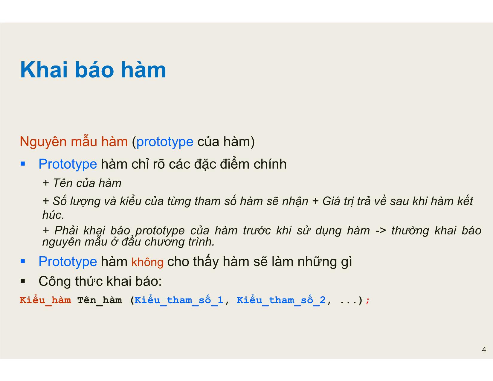 Bài giảng Tin học đại cương - Chương 5: Hàm và tổ chức chương trình - Nguyễn Lê Minh trang 4