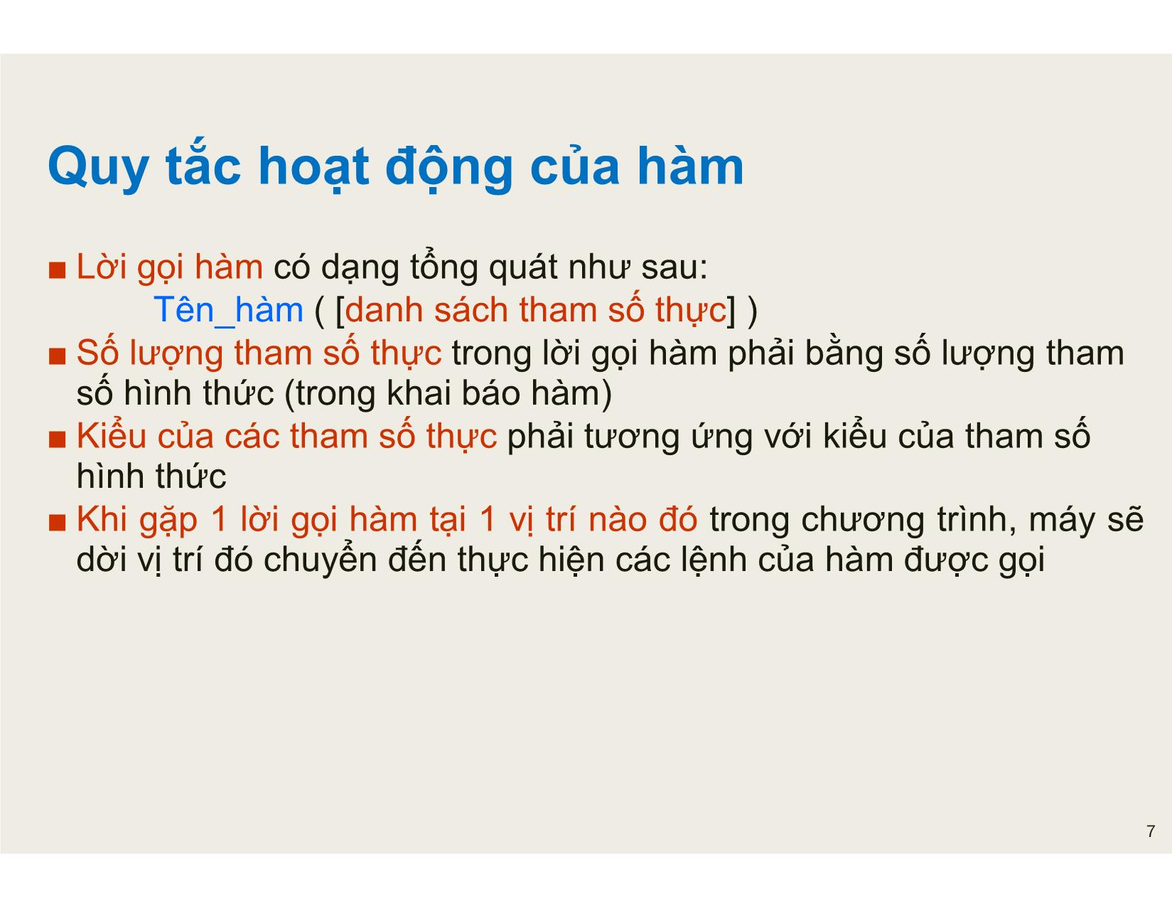 Bài giảng Tin học đại cương - Chương 5: Hàm và tổ chức chương trình - Nguyễn Lê Minh trang 7