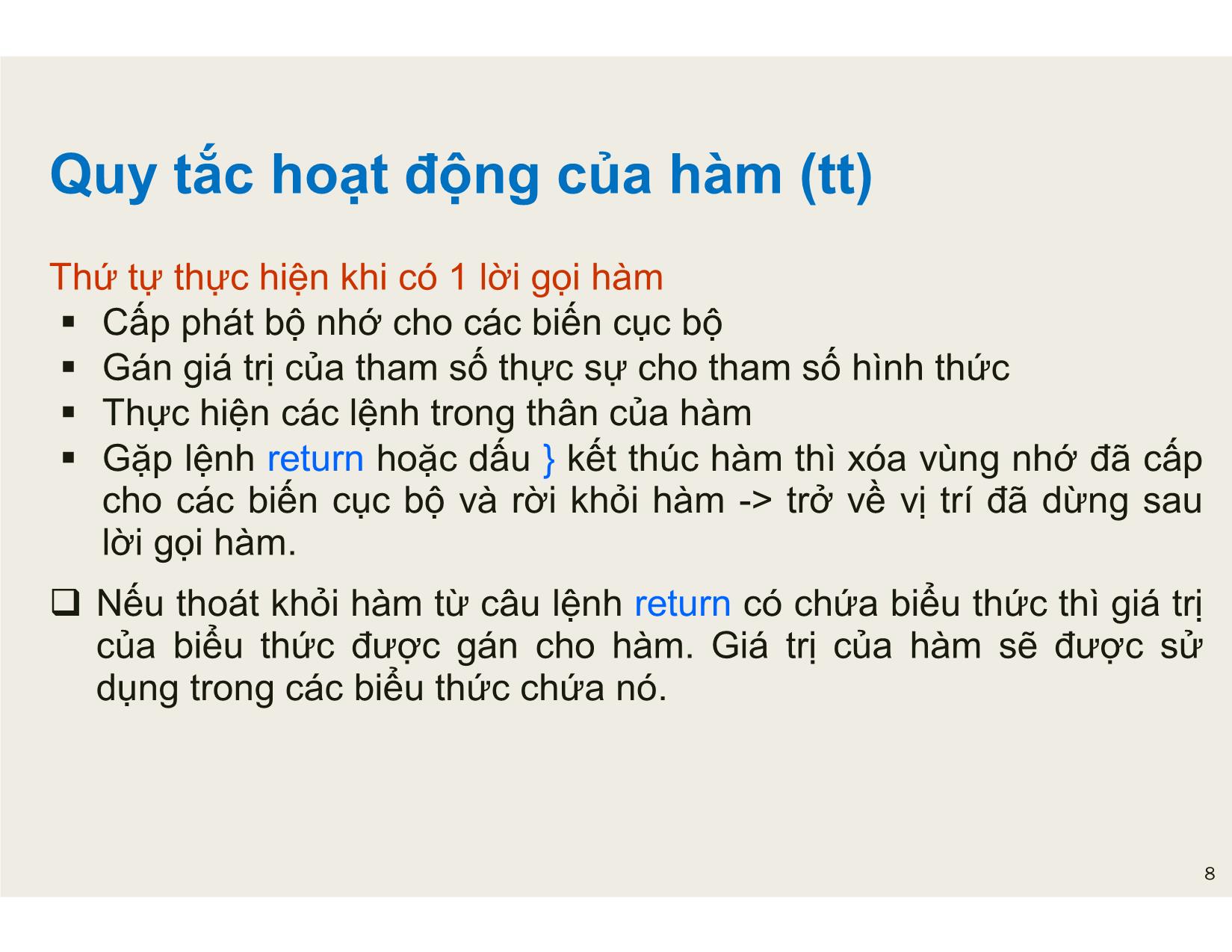 Bài giảng Tin học đại cương - Chương 5: Hàm và tổ chức chương trình - Nguyễn Lê Minh trang 8