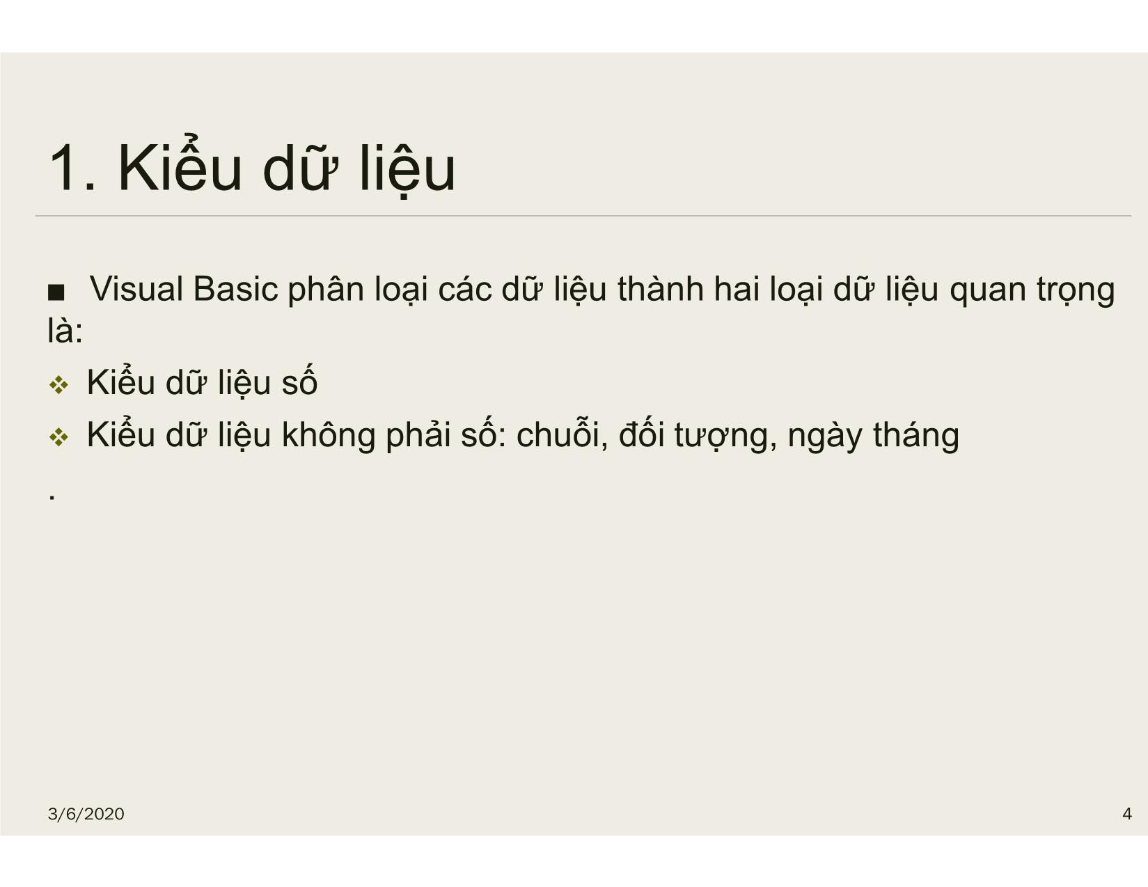 Bài giảng Tin học đại cương - Chương 7: Kiểu dữ liệu, hằng, biến - Nguyễn Lê Minh trang 4