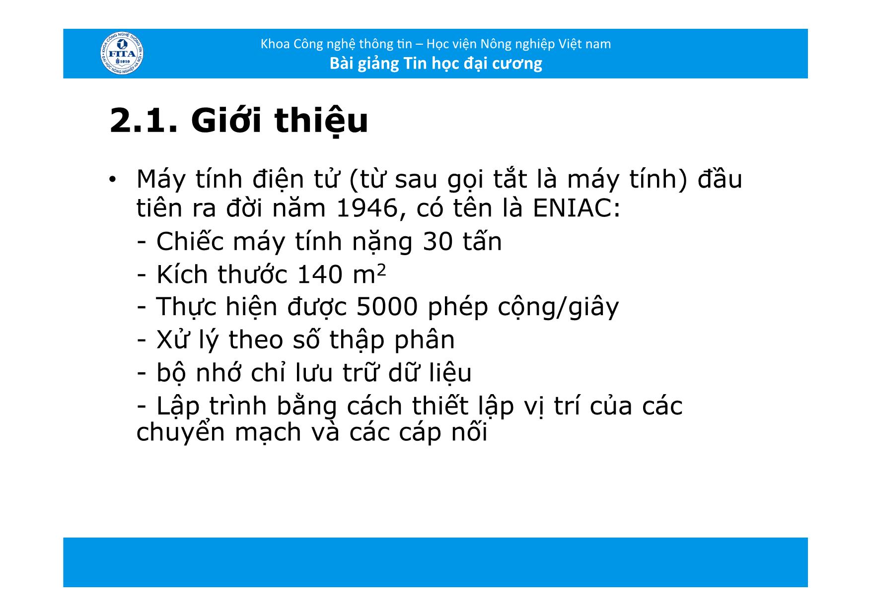 Bài giảng Tin học đại cương - Chương 2: Cấu trúc máy tính (Bản đẹp) trang 3