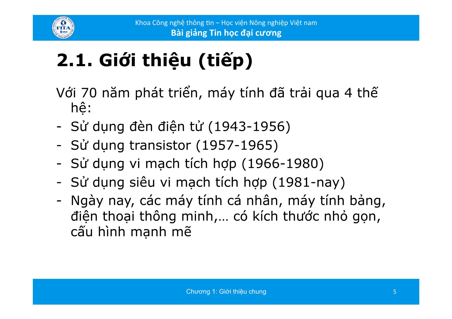 Bài giảng Tin học đại cương - Chương 2: Cấu trúc máy tính (Bản đẹp) trang 5