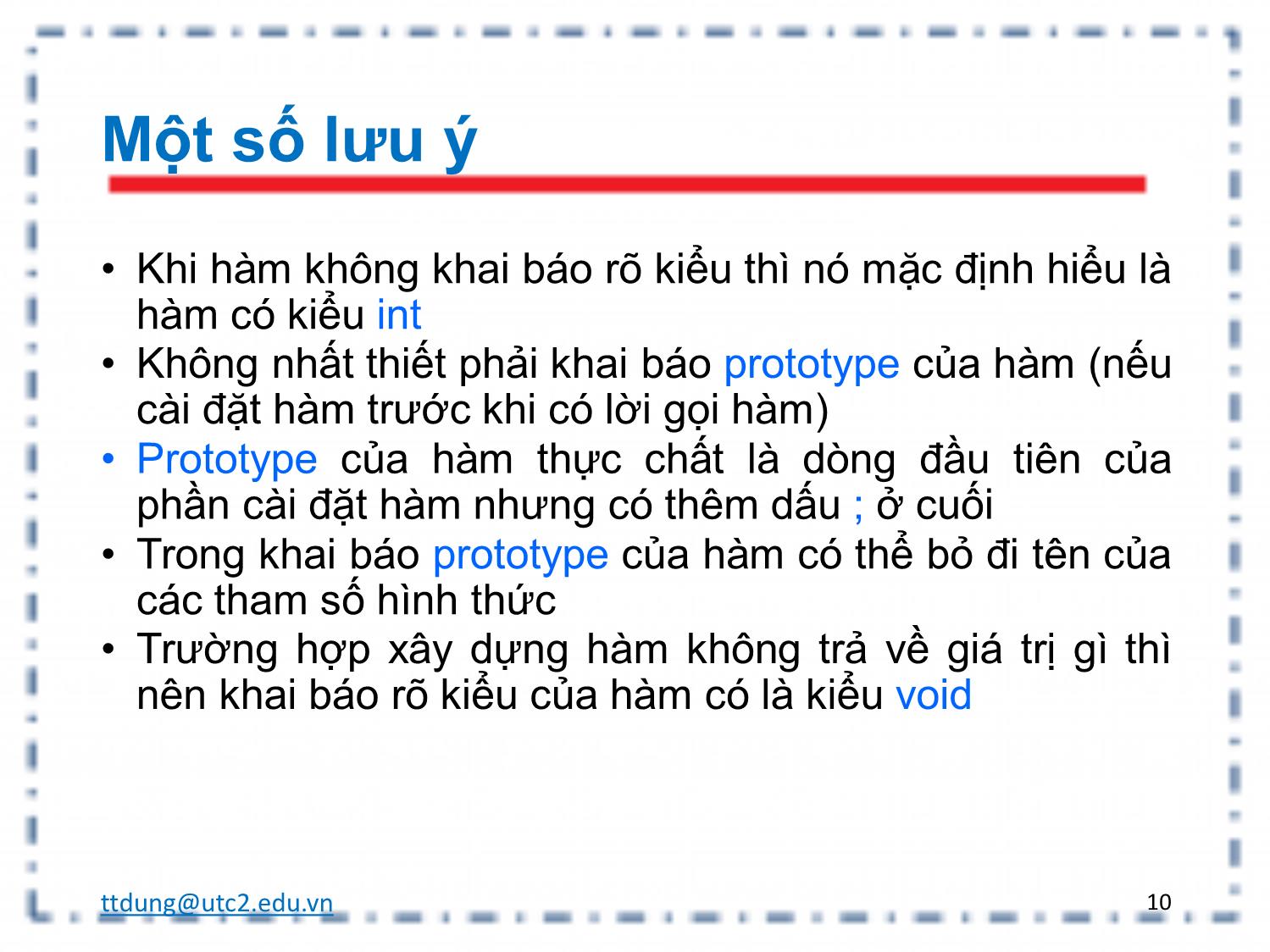 Bài giảng Tin học đại cương - Chương 3: Hàm và tổ chức chương trình trang 10