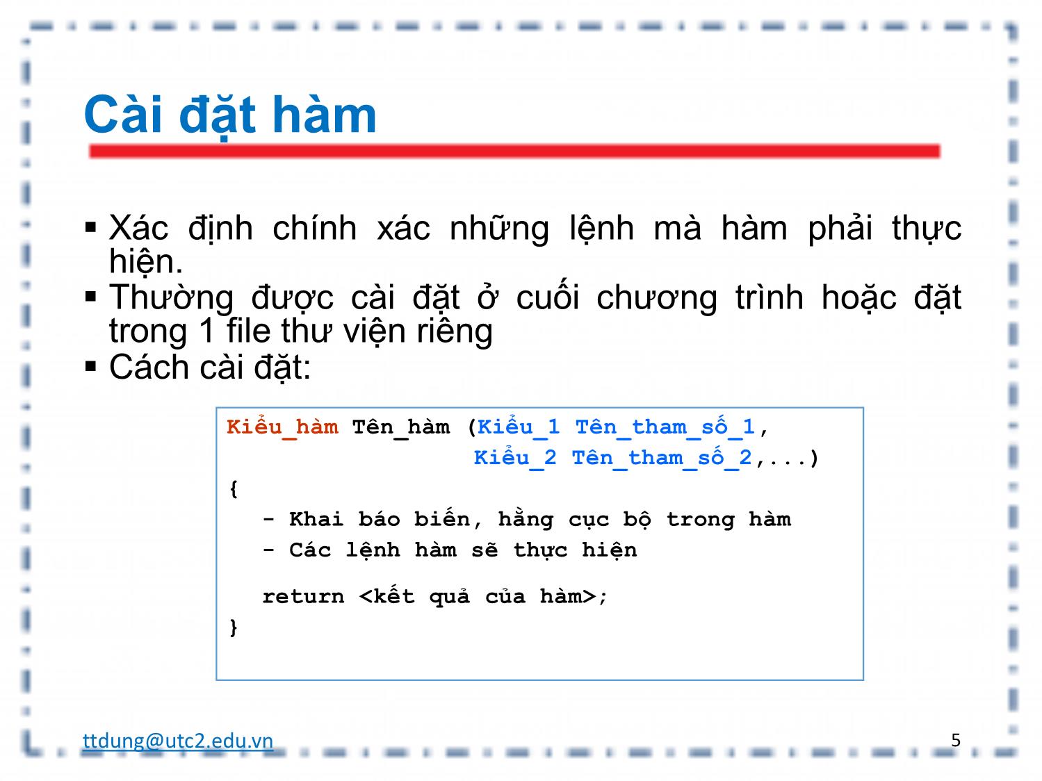 Bài giảng Tin học đại cương - Chương 3: Hàm và tổ chức chương trình trang 5