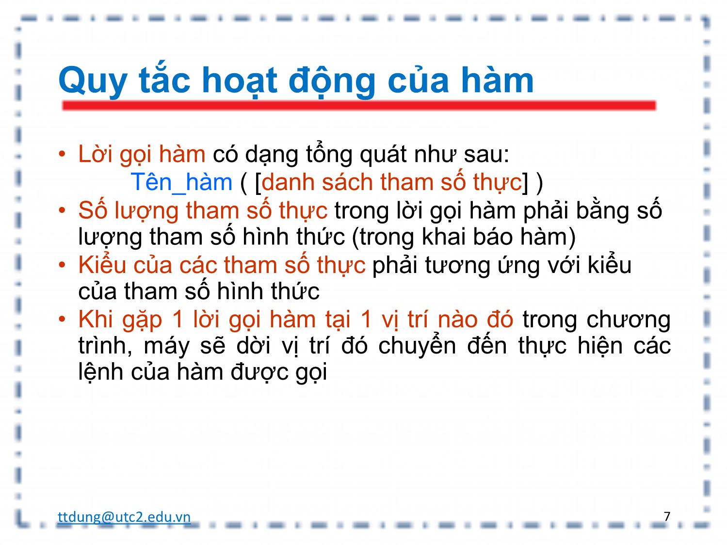 Bài giảng Tin học đại cương - Chương 3: Hàm và tổ chức chương trình trang 7