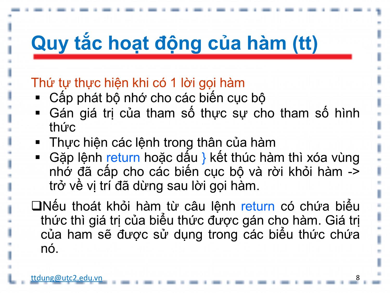 Bài giảng Tin học đại cương - Chương 3: Hàm và tổ chức chương trình trang 8