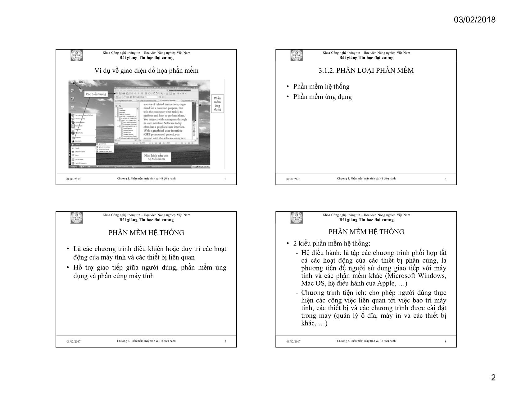 Bài giảng Tin học đại cương - Chương 3: Phần mềm máy tính và Hệ điều hành (Mới) trang 2