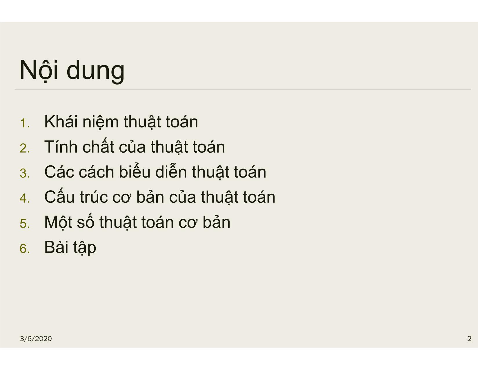 Bài giảng Tin học đại cương - Chương 3: Thuật toán - Nguyễn Lê Minh trang 2