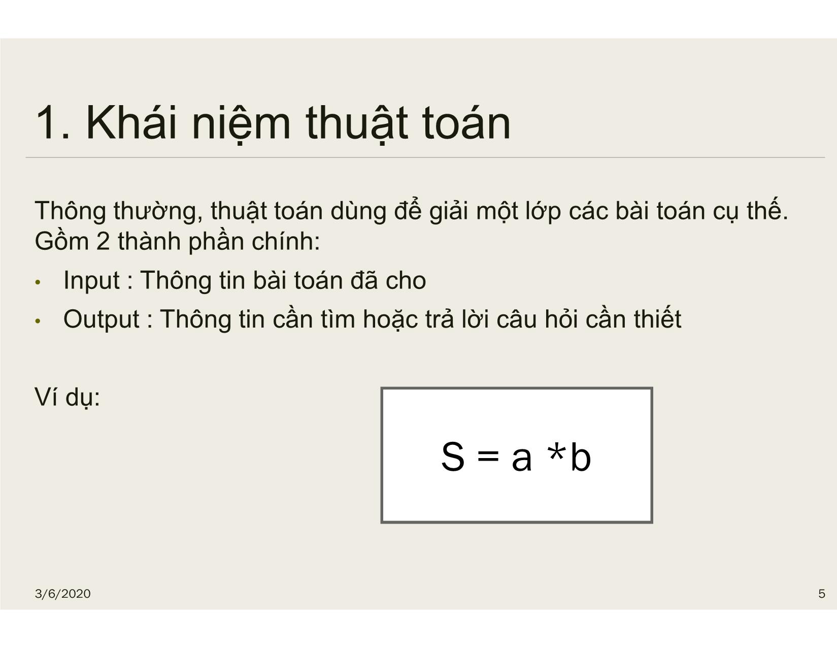 Bài giảng Tin học đại cương - Chương 3: Thuật toán - Nguyễn Lê Minh trang 5